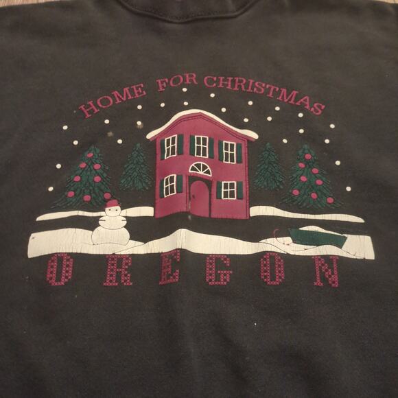 VTG Oregon Christmas Adult XL Double Collar Sweatshirt Grandma Grandpa Goth Emo - Picture 2 of 7